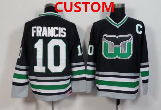 Hartford Whalers Customized Black Throwback Jersey