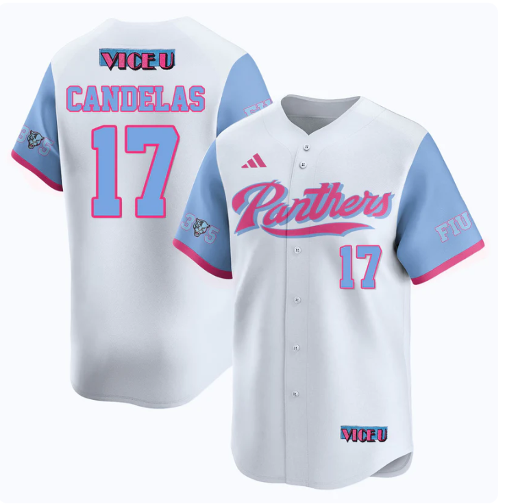 Hector Candelas Jersey #17 FIU Baseball 2025 Vice U Stitched White