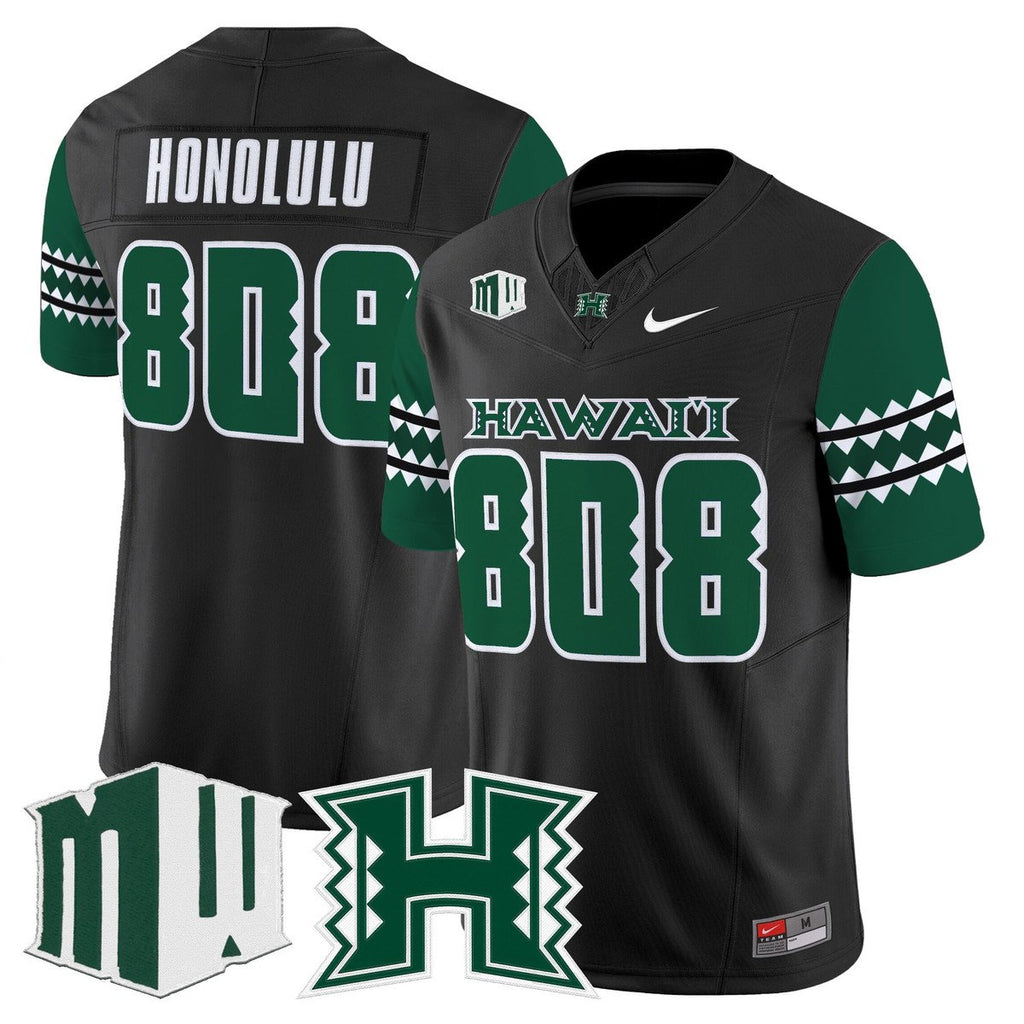 Honolulu Jersey #808 Hawai'i Rainbow Warriors 2025 Vapor Stitched Black