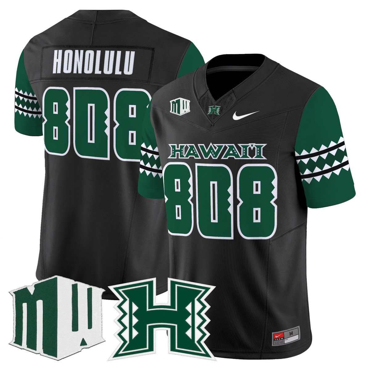 Honolulu Jersey #808 Hawai'i Rainbow Warriors 2025 Vapor Stitched Black