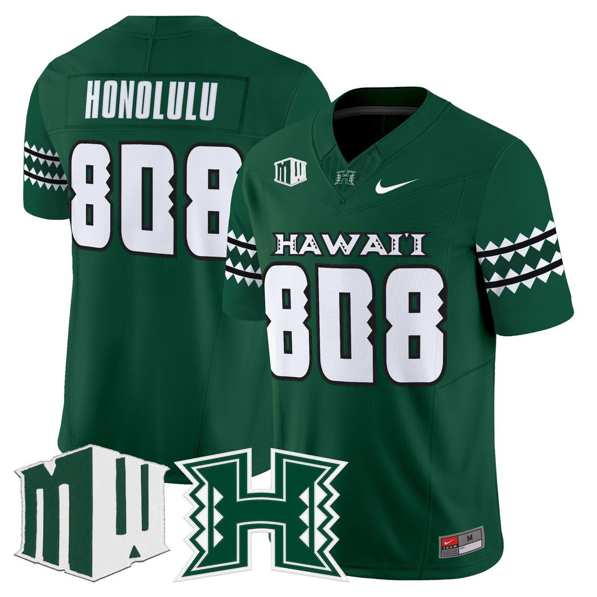Honolulu Jersey #808 Hawai'i Rainbow Warriors 2025 Vapor Stitched Green