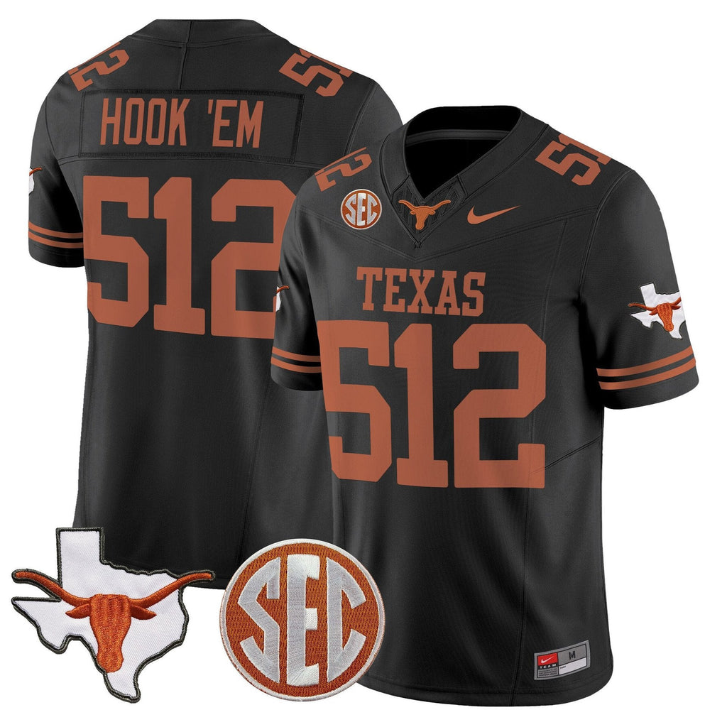 Hook 'Em Jersey #512 Texas Longhorns 2025 State Map SEC Patch Black