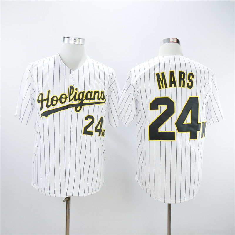 Hooligans #24K Bruno Mars Movie Baseball Jersey White