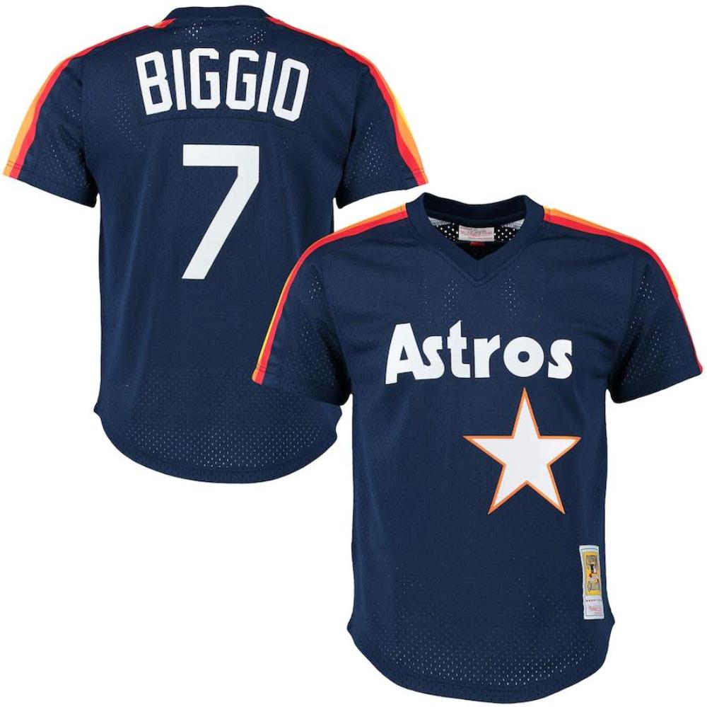 Houston Astros Craig Biggio Navy 1991 Throwback Mesh Pullover Jersey
