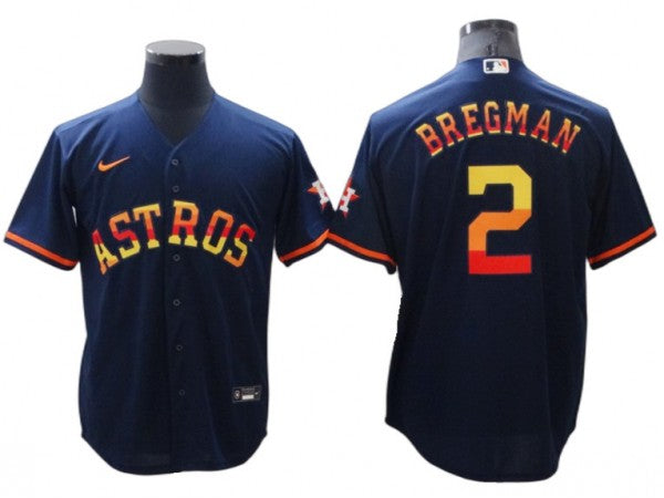 Houston Astros #2 Alex Bregman Navy Rainbow Cool Base Jersey