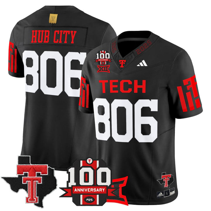 Hub City Jersey #806 Texas Tech 2025 100th Anniversary Patch Stitched