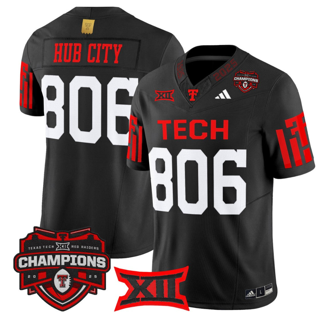 Hub City Jersey #806 Texas Tech 2025 Big 12 Champions Stitched