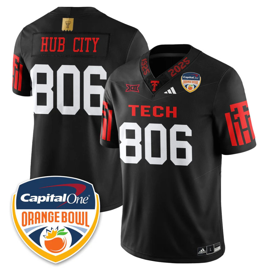 Hub City Jersey #806 Texas Tech Red Raiders Orange Bowl Stitched
