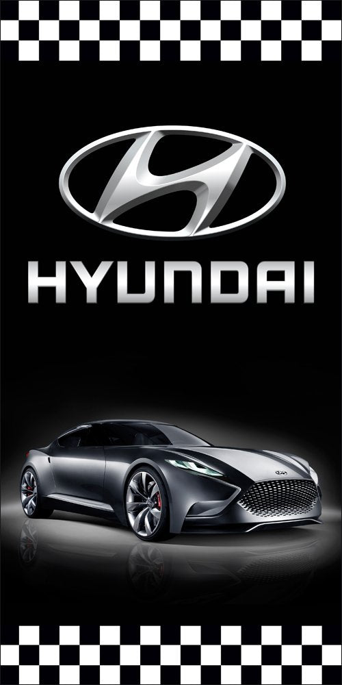 Hyundai Car Racing Black Flag Vertical 3X5 Ft Polyester Banner USA 90x150cm