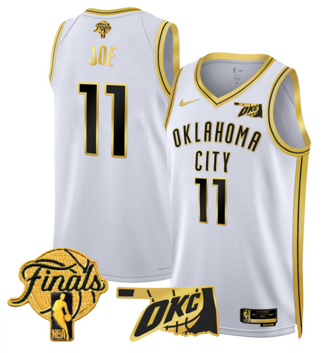Isaiah Joe Jersey # 11 Oklahoma City Thunder 2025 Finals Swingman Stitched White Gold