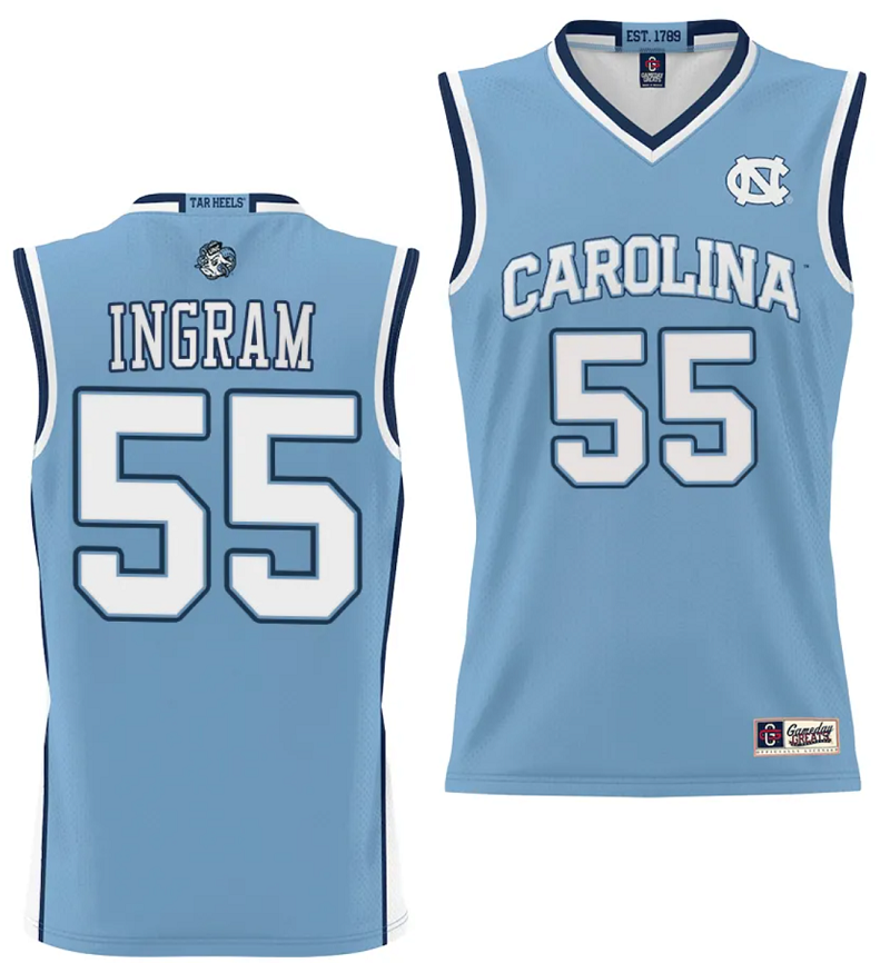 Ingram Blue Jersey #55 UNC Tar Heels College NIL Basketball Lightweight