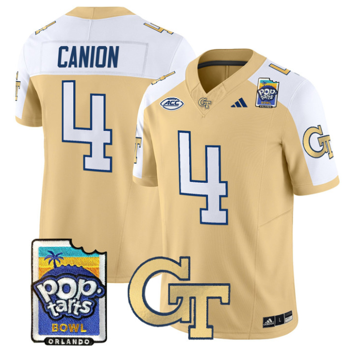 Isiah Canion Jersey #4 Georgia Tech Jackets Pop-Tarts Bowl Stitched Gold