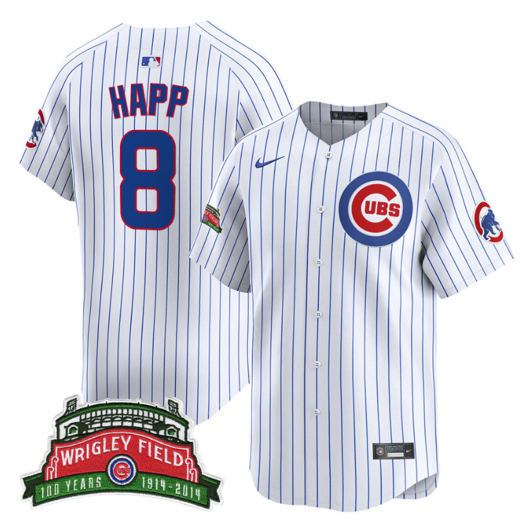 Ian Happ Jersey #8 Chicago Cubs Wrigley Field Style Vapor Premier Limited All Stitched Pinstripe