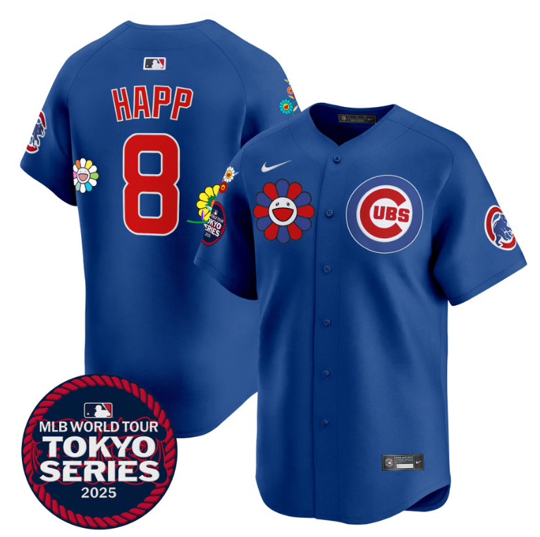 Ian Happ Jersey #8 Chicago Cubs Tokyo Series 2025 Vapor Premier Limited Stitched Royal