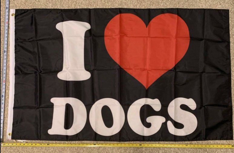 I Love Dogs Flag Dog Lover Heart Black Love USA Sign Poster 3x5ft