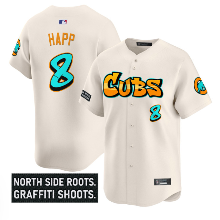 Ian Happ Jersey #8 Chicago Cubs Graffiti North Side Edition Stitched Cream
