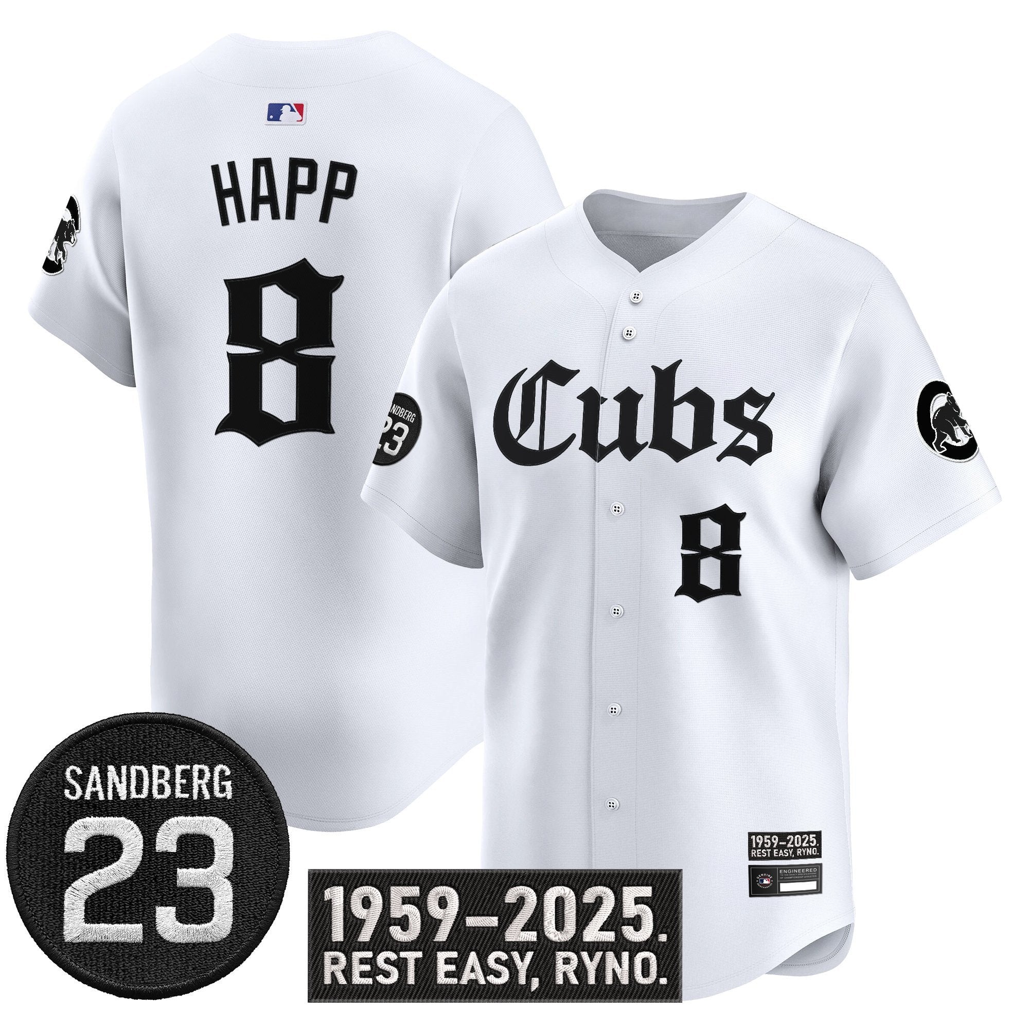 Ian Happ Jersey #8 Chicago Cubs Ryne Sandberg Tribute Stitched White