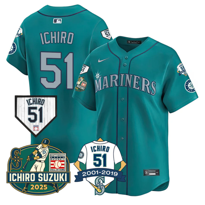 Ichiro Suzuki Jersey #51 Seattle Mariners Ichiro Suzuki Stitched Teal