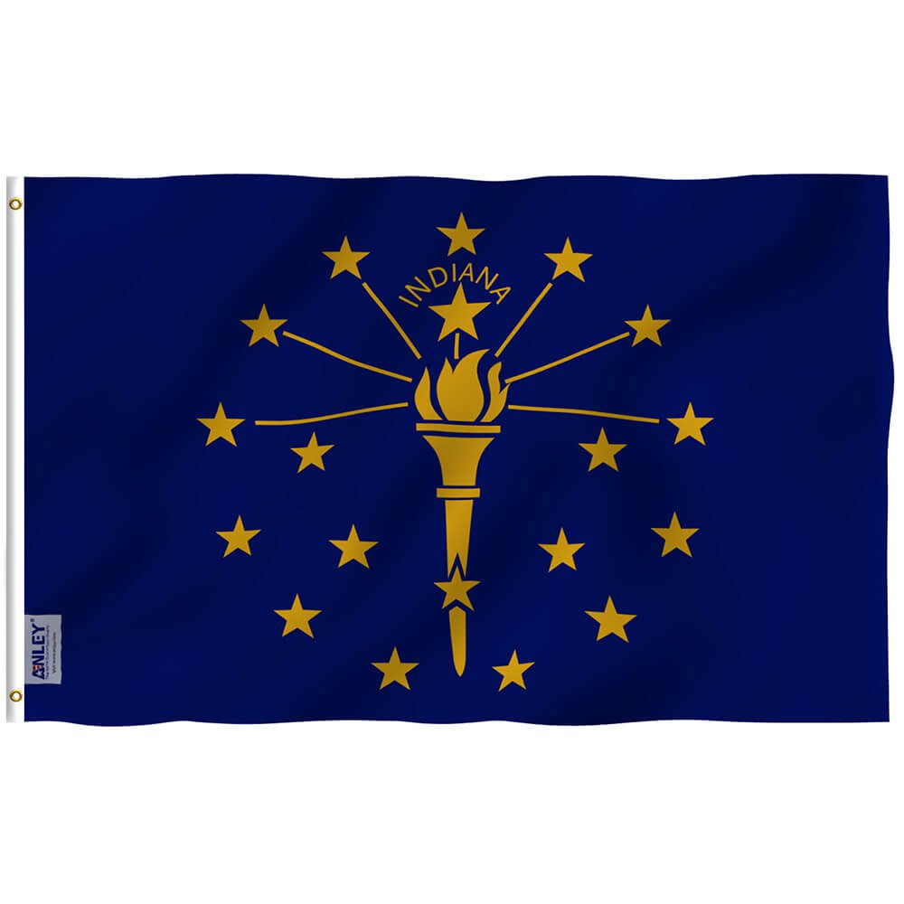 Indiana State Flag - Indiana IN Flag Polyester with Brass Grommets 3X5Ft Banner USA