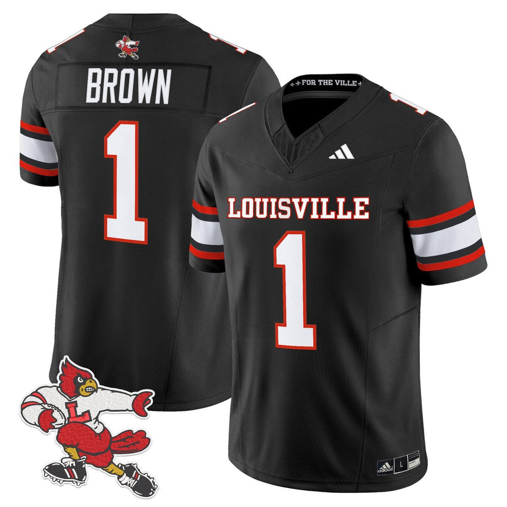Isaac Brown Jersey #1 Louisville Cardinals 1980s Throwback Stitched Black