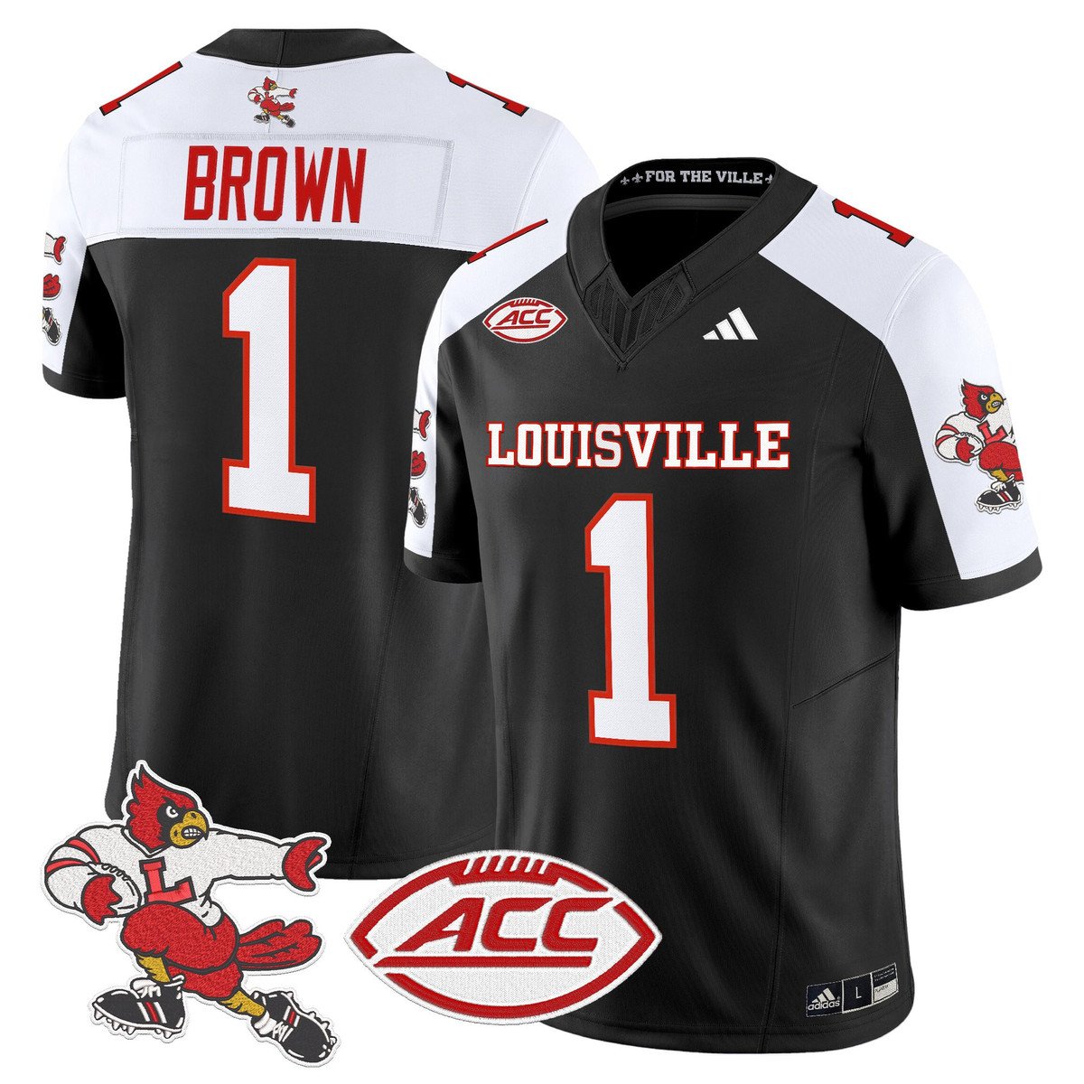 Isaac Brown Jersey #1 Louisville Cardinals 1980s Throwback Stitched Black Alter