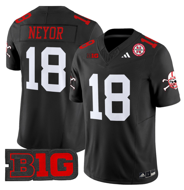 Isaiah Neyor Jersey #18 Nebraska Cornhuskers 2024 Vapor V2 Football Black