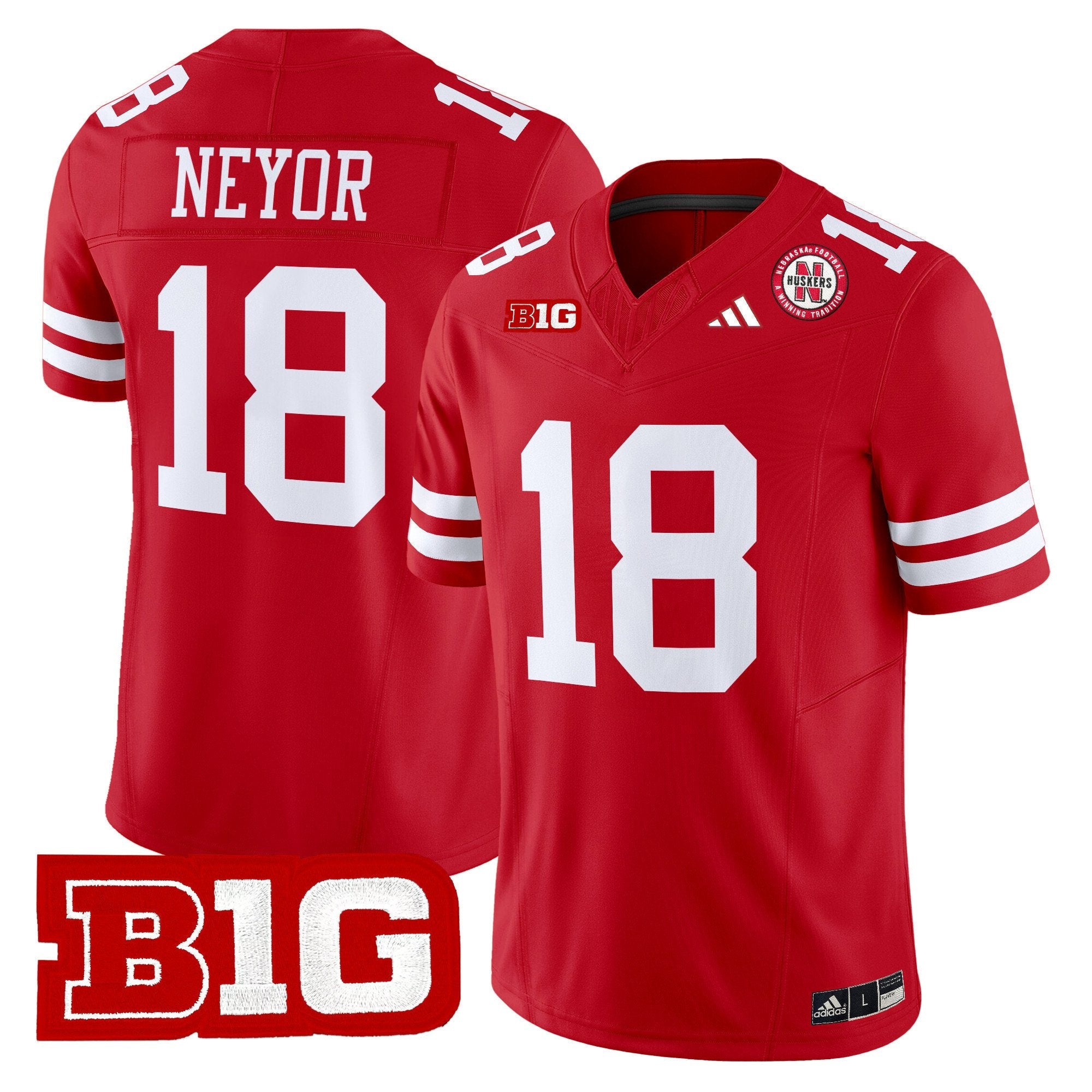 Isaiah Neyor Jersey #18 Nebraska Cornhuskers 2025 Stitched Scarlet