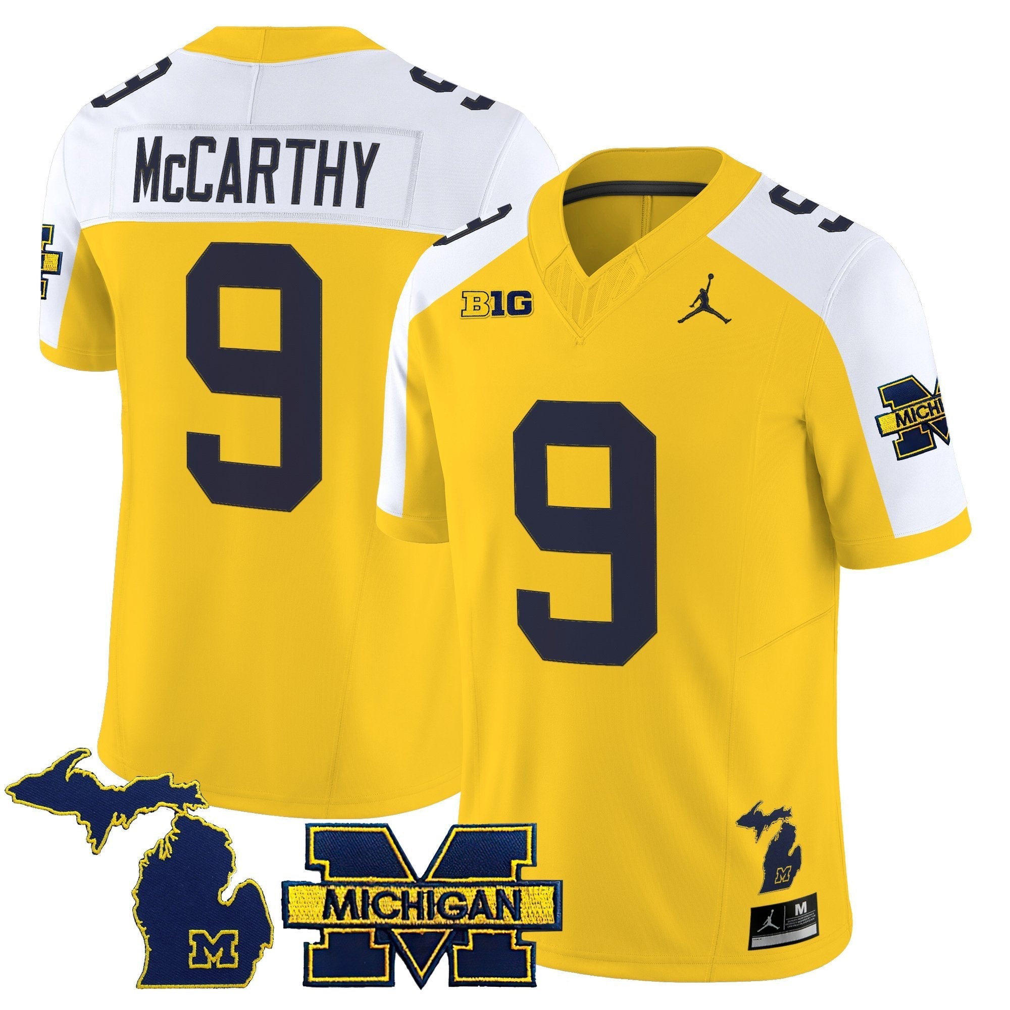 J.J. McCarthy Jersey #9 Michigan Wolverines 2025 Vapor Stitched Maize Alternate