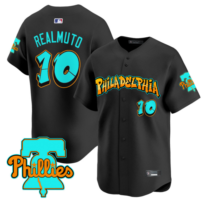 J.T.Realmuto Jersey #10 Philadelphia Phillies Graffiti Broad Street Black