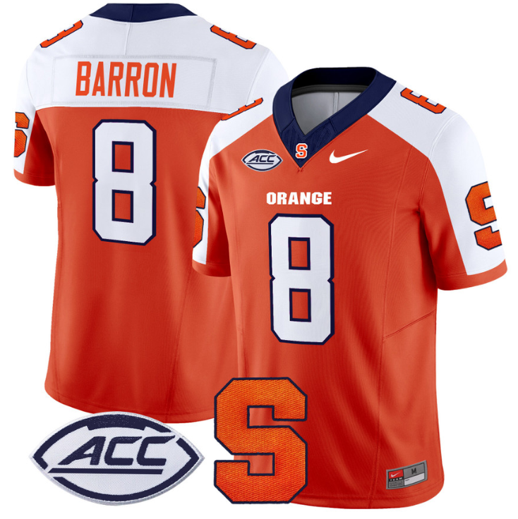 Justin Barron Jersey #8 Syracuse Orange Vapor Limited College Football Orange Alternate