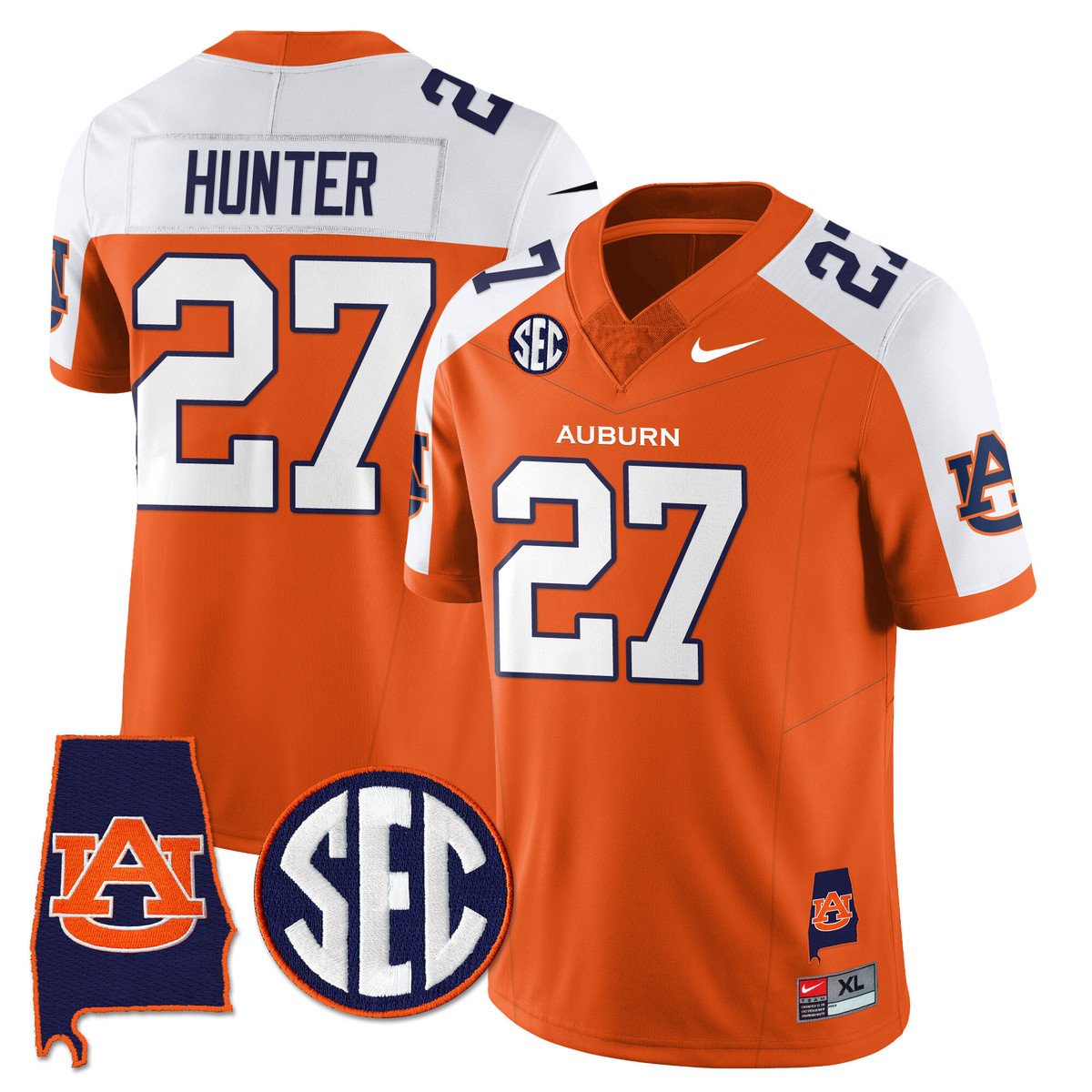 Jarquez Hunter Jersey #27 Auburn Tigers Alabama Patch Vapor Stitched Orange Alter