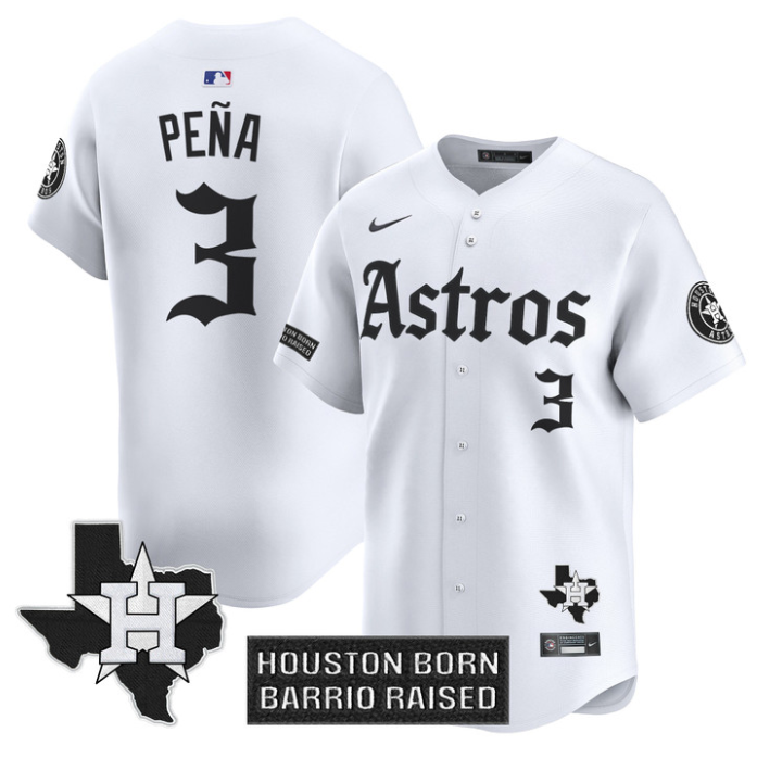 Jeremy Pena Jersey #3 Houston Astros Gothic Edition Vapor Premier Limited Stitched White