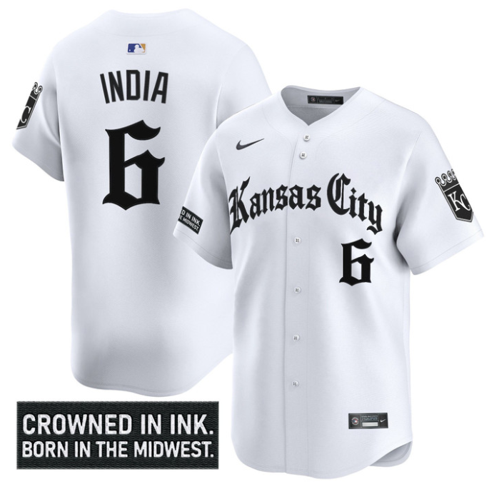 Jonathan India Jersey #6 Kansas City Royals Gothic Crown Edition Vapor Stitched White