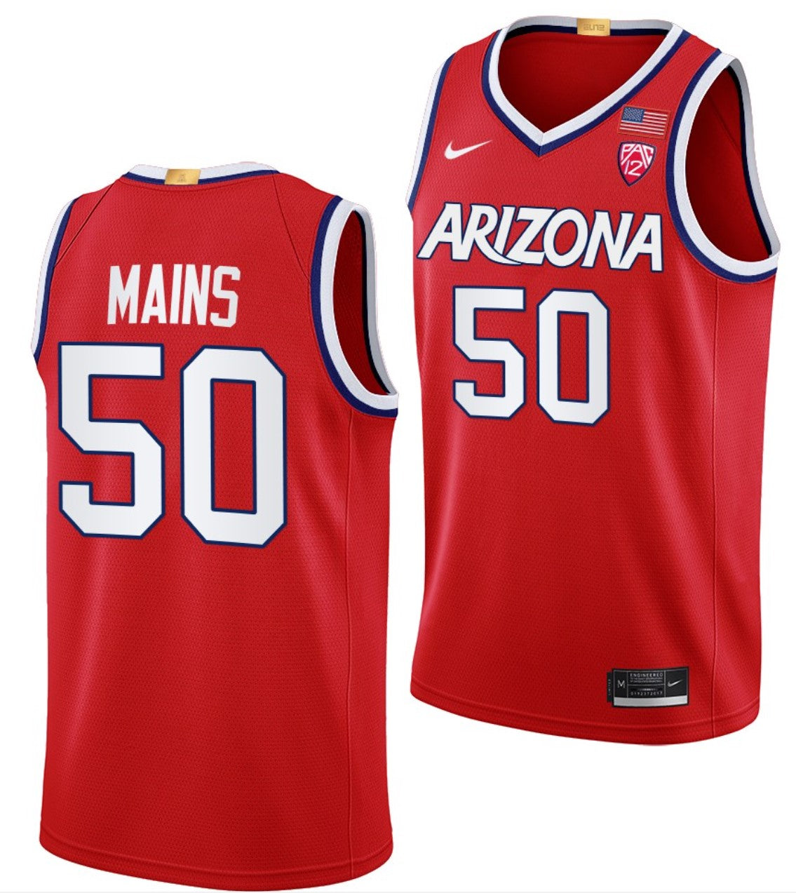 Jordan Mains Jersey Arizona Wildcats College Basketball #50