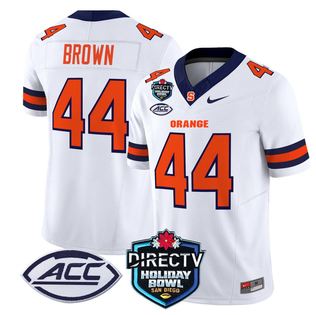 Jim Brown Jersey #44 Syracuse Orange 2025 Holiday Bowl Patch White