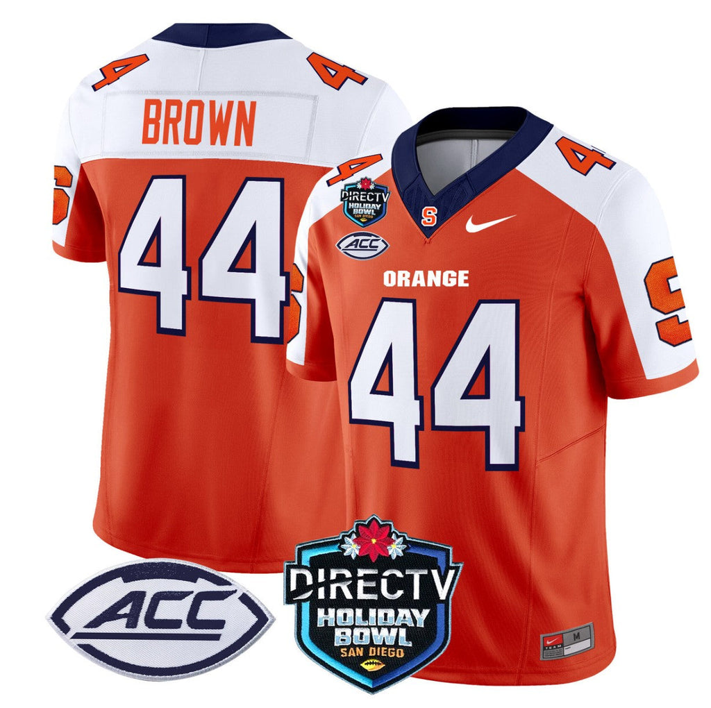 Jim Brown Jersey #44 Syracuse Orange 2025 Holiday Bowl Patch Orange Alternate