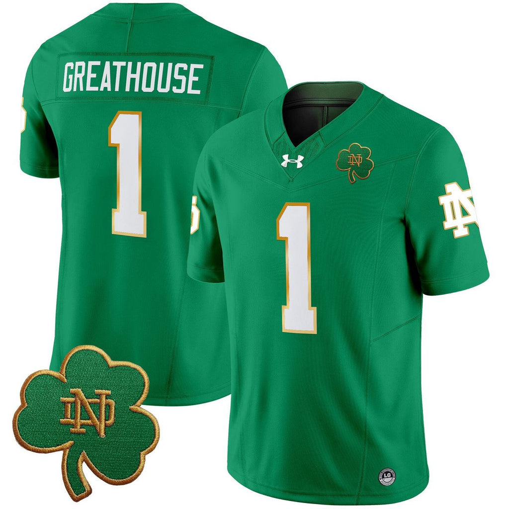 Jaden Greathouse Jersey #1 Notre Dame 2025 Vapor Limited V3 Stitched Green