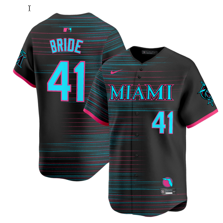Jonah Bride Jersey #41 Miami Marlins 2025 City Connect Vapor Premier Limited Stitched