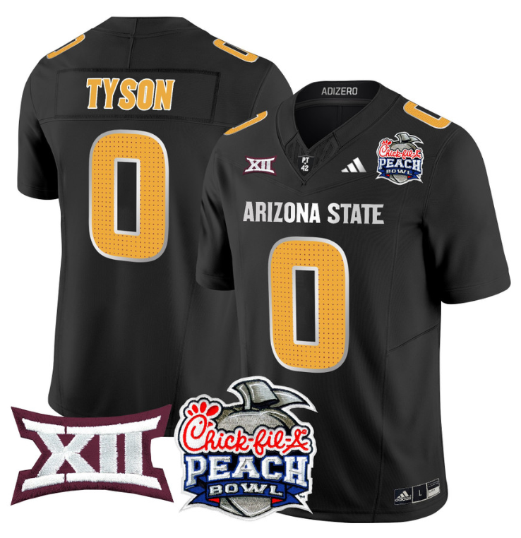 Jordyn Tyson Jersey #0 Arizona State Sun Devils 2025 Peach Bowl Black