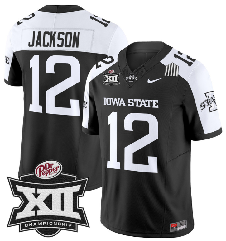 Jaylon Jackson Jersey #12 Iowa State 2024 Championship Patch Vapor Black Alternate