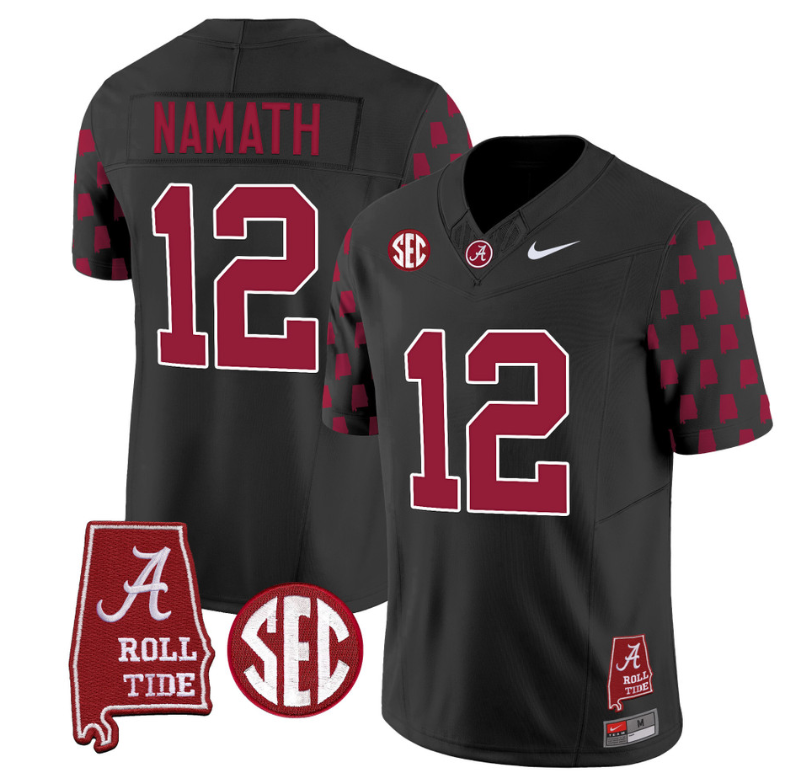 Joe Namath Jersey #12 Alabama Crimson Tide Vapor College Football Limited Stitched Black