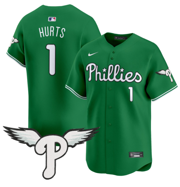 Jalen Hurts Jersey #1 Philadelphia Phillies 2025 Vapor Premier Limited Stitched Green