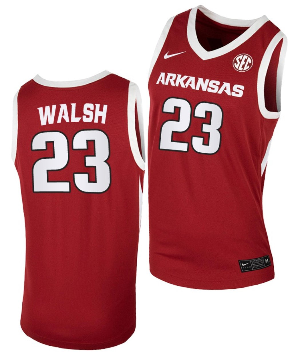Jordan Walsh Jersey Arkansas Razorbacks College Basketball #23