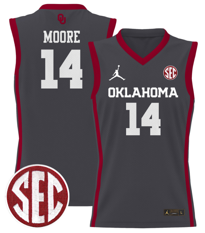 Jalon Moore Jersey #14 Oklahoma Sooners 2024 Lightweight Basketball Anthracite