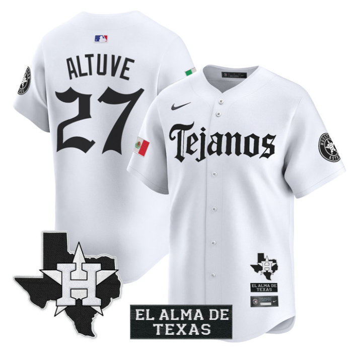José Altuve Jersey #27 Houston Astros Mexico Tejano Barrio Style Vapor Limited Stitched White