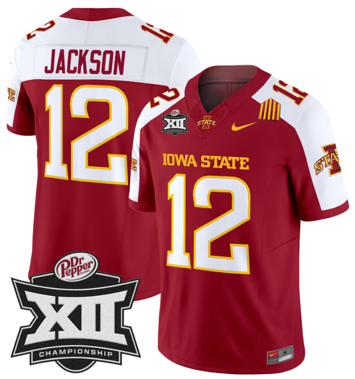 Jaylon Jackson Jersey #12 Iowa State 2024 Championship Patch Vapor Cardinal ALternate