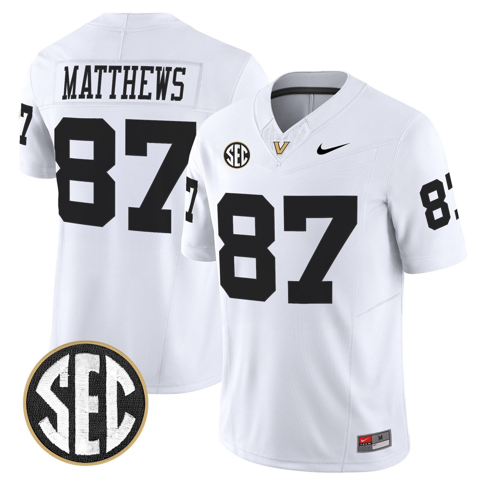 Jordan Matthews Jersey #87 Vanderbilt Commodores 2025 Limited Stitched White