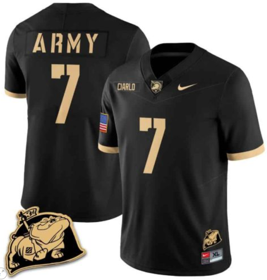 Jimmy Ciarlo Jersey #7 Army Black Knights Jersey Rocky The Bulldog Patch Vapor Limited College Football Stitched Black