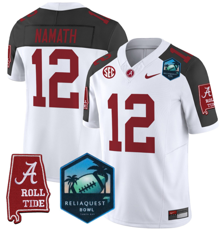 Joe Namath Jersey #12 Alabama Crimson Tide 2025 ReliaQuest Bowl Inverted