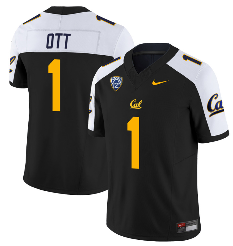 Jaydn Ott Jersey #1 California Golden Bears Limited Stitched Black Alternate